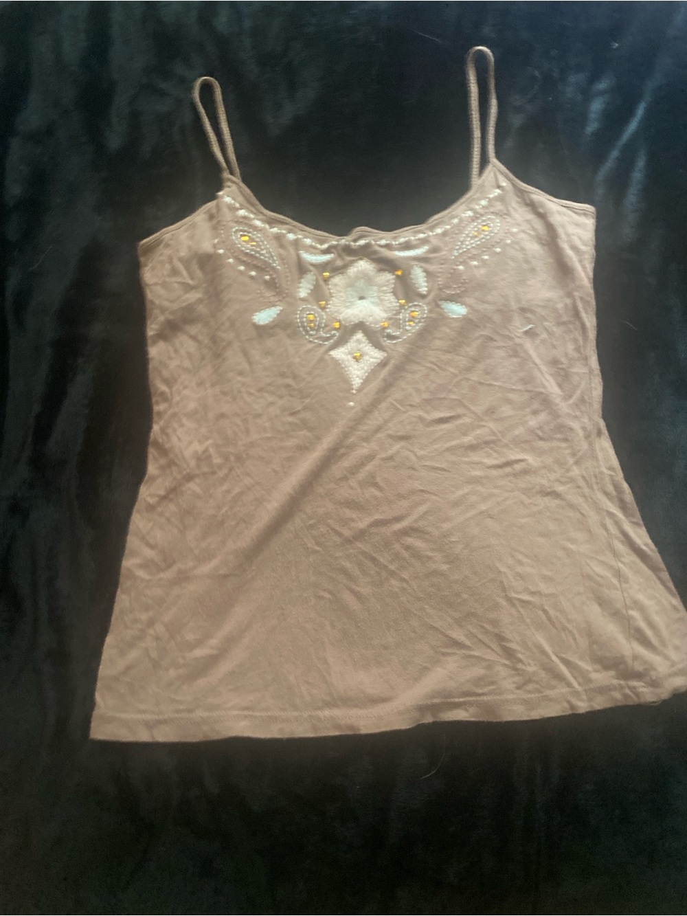 Energie Taupe Embroidered Spaghetti Strap Camisole